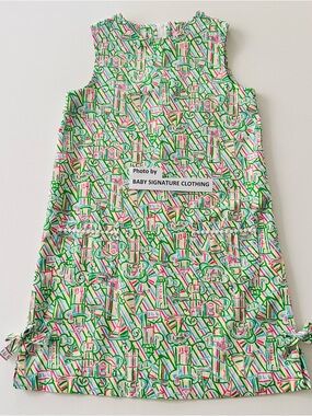 Lilly Pulitzer Girls 12 Green Lighthouse Sailboat Shift Dress Green Pink Summer